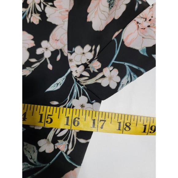 Gianni Bini Womens Floral Print Wrap Maxi Dress Sz S Black Peach Long Sleeve 59" - Picture 6 of 9